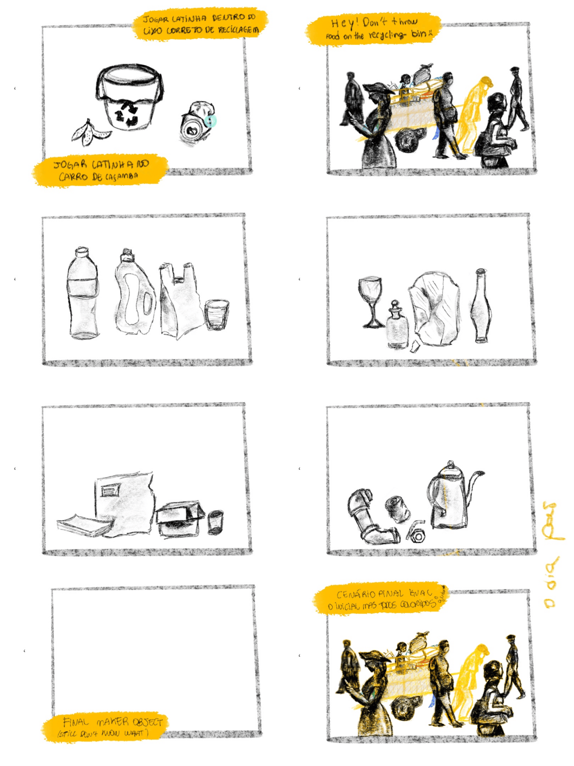 Storyboard do início da história.